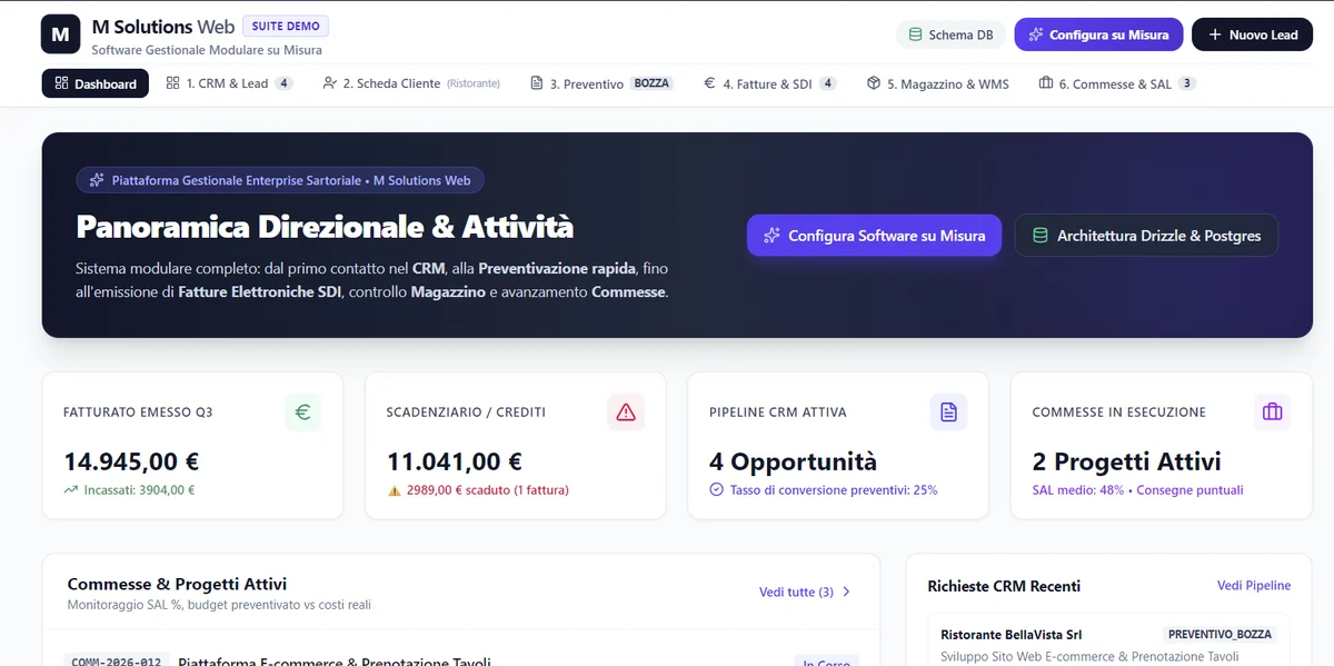 Anteprima di M Solutions Web — Gestionale Demo