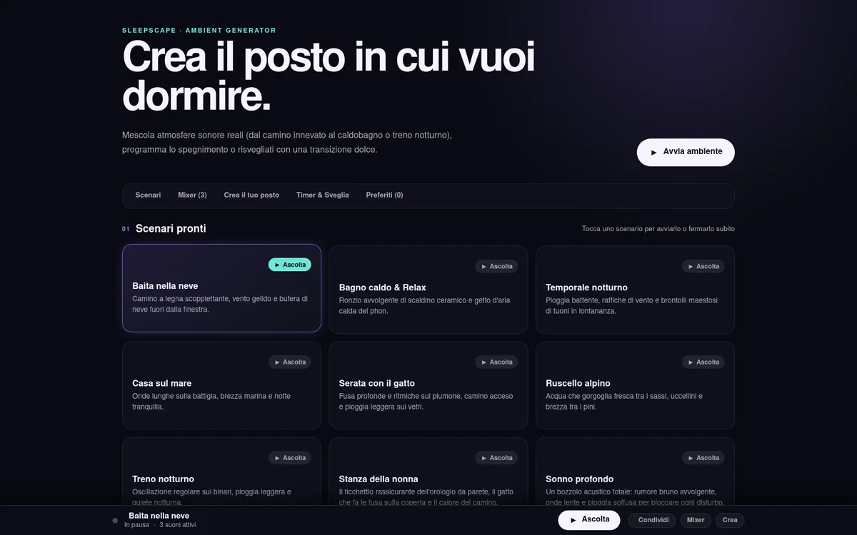 Anteprima di SleepScape — Ambient Generator
