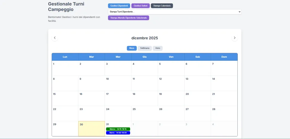 Screenshot di Real-time Shift Planner